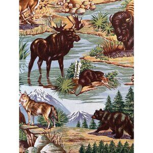 Fabric - Vintage 2003 "The Wild" Alexander Henry Bear Deer Bison 52” L x 41” W